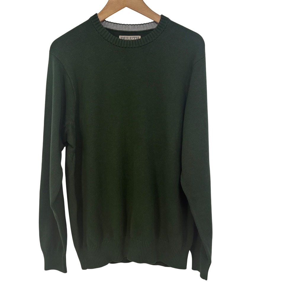 Duluth Trading Co Strongarm Cotton Crew Sweater Mountain Green M Preppy Outdoor